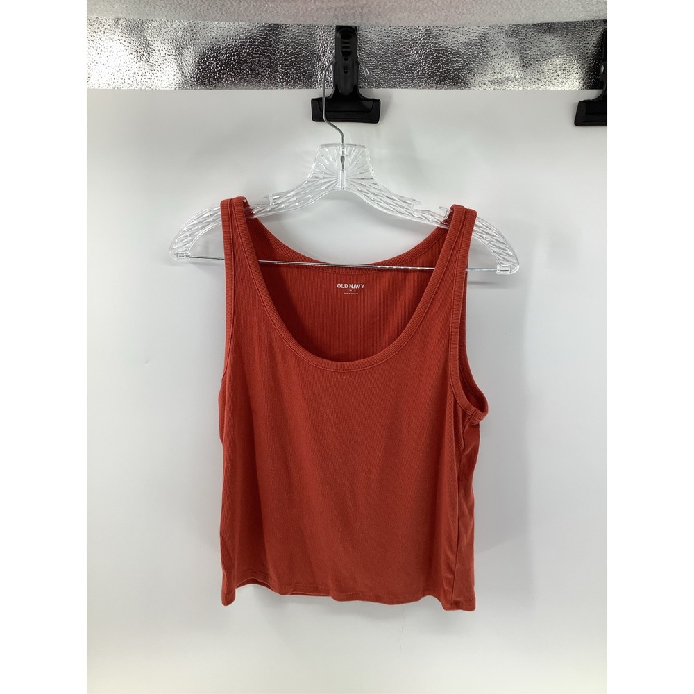 Old Navy Womens XL Ribbed Scoop Neck Tank Top Terracotta Orange Sleeveless Shirt
